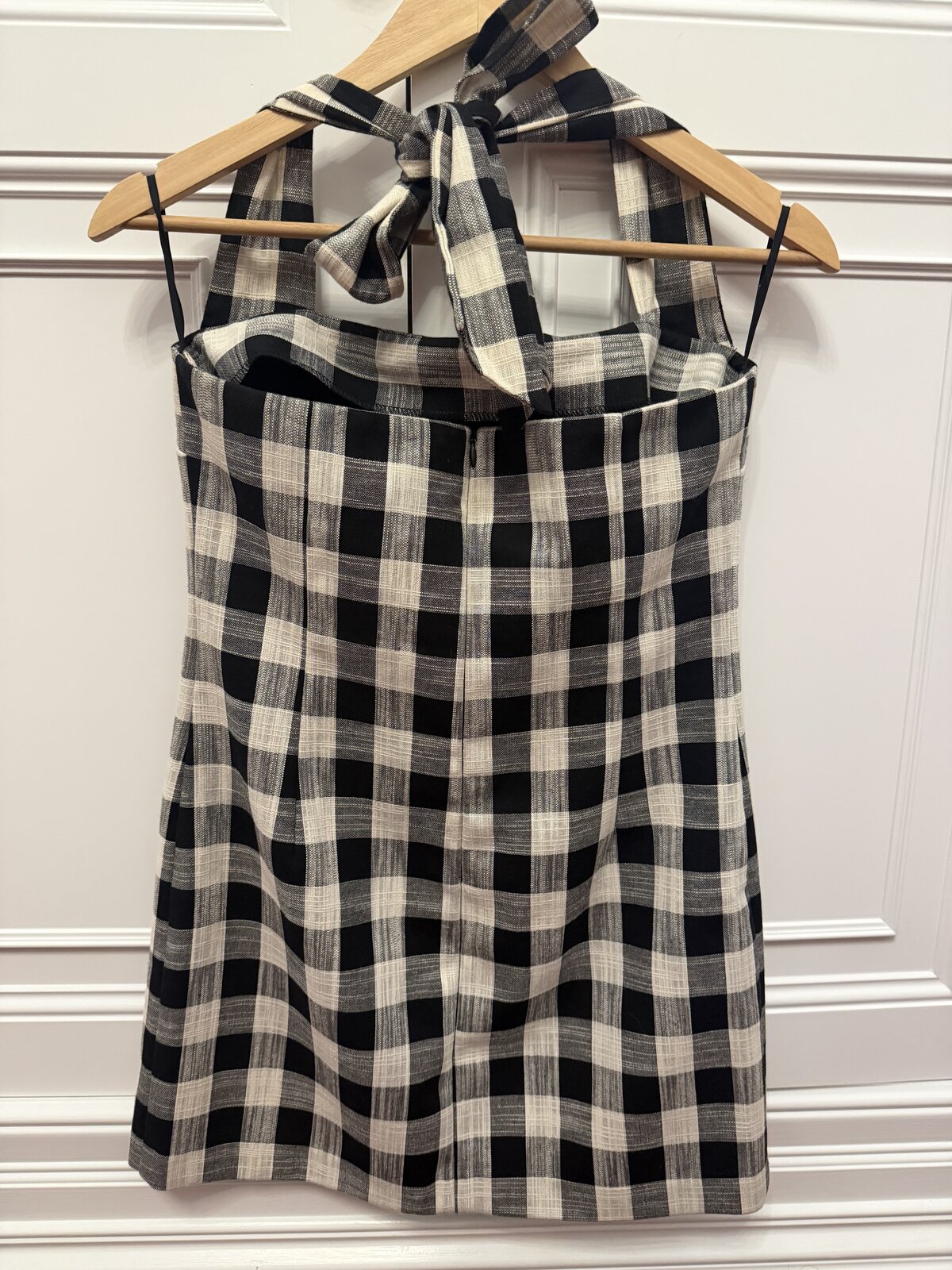  Tartan Gingham Check Cotton Halter Mini Dress RRP$200 10AU