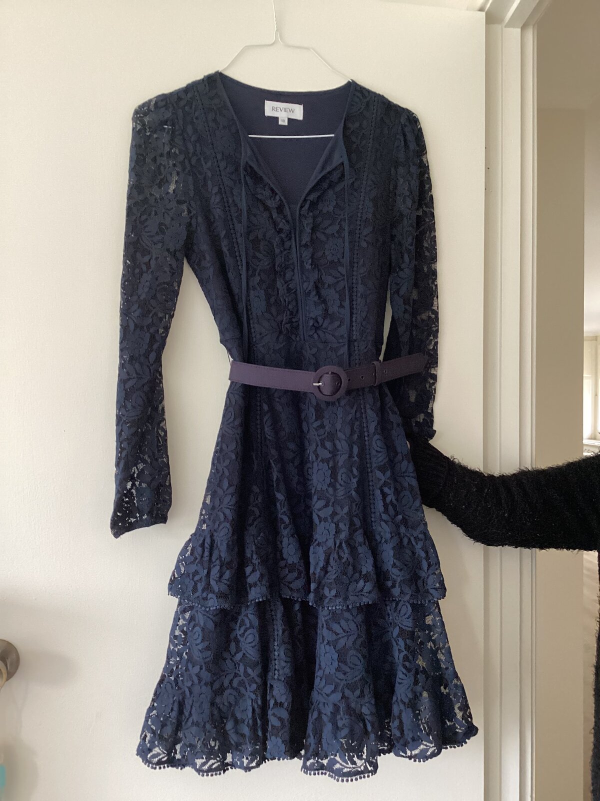Size 10 Navy Blue Lace Dress with belt