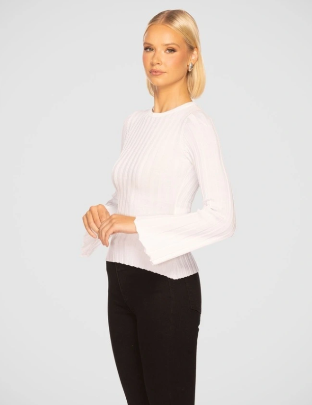 Lulu Long Sleeve Knit Top (White) – Size 10 – NWT