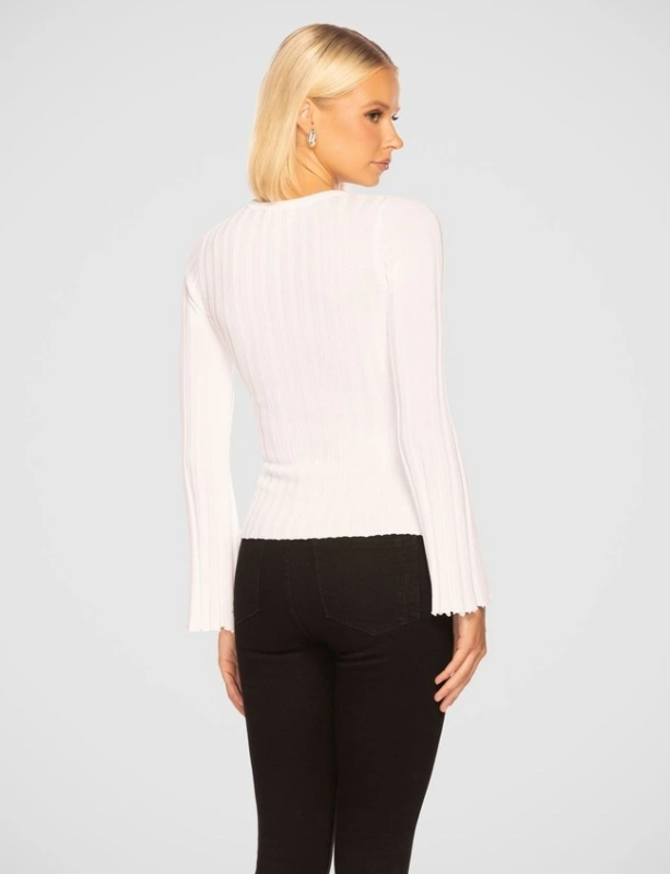 Lulu Long Sleeve Knit Top (White) – Size 10 – NWT