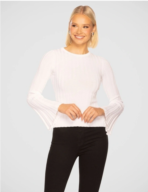 Lulu Long Sleeve Knit Top (White) – Size 10 – NWT