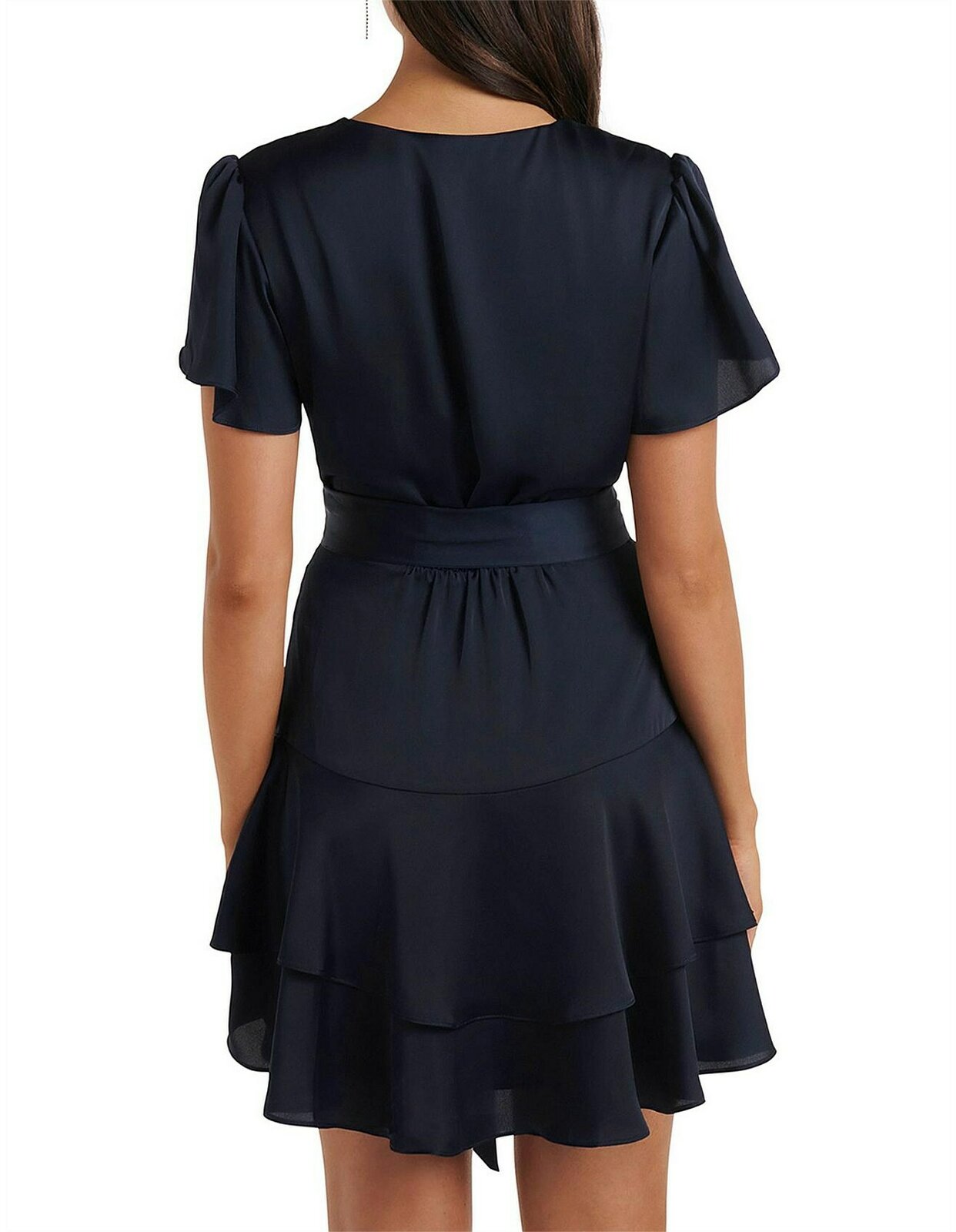 Emerson Flutter Sleeve Satin Mini Dress (Navy) – Size 8 – NWT