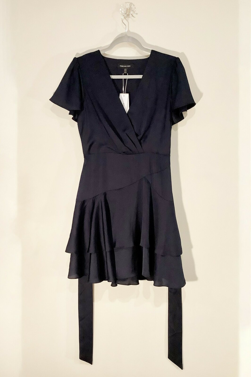 Emerson Flutter Sleeve Satin Mini Dress (Navy) – Size 8 – NWT