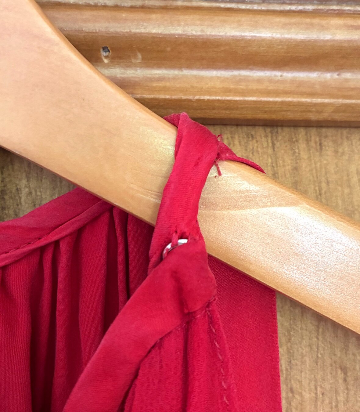 Red silk convertible cocktail midi dress