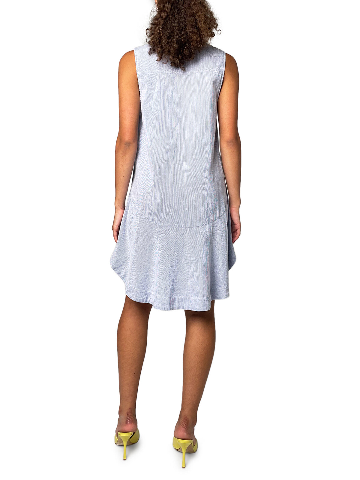 Cotton Peplum Melrose Stripe Dress Blue