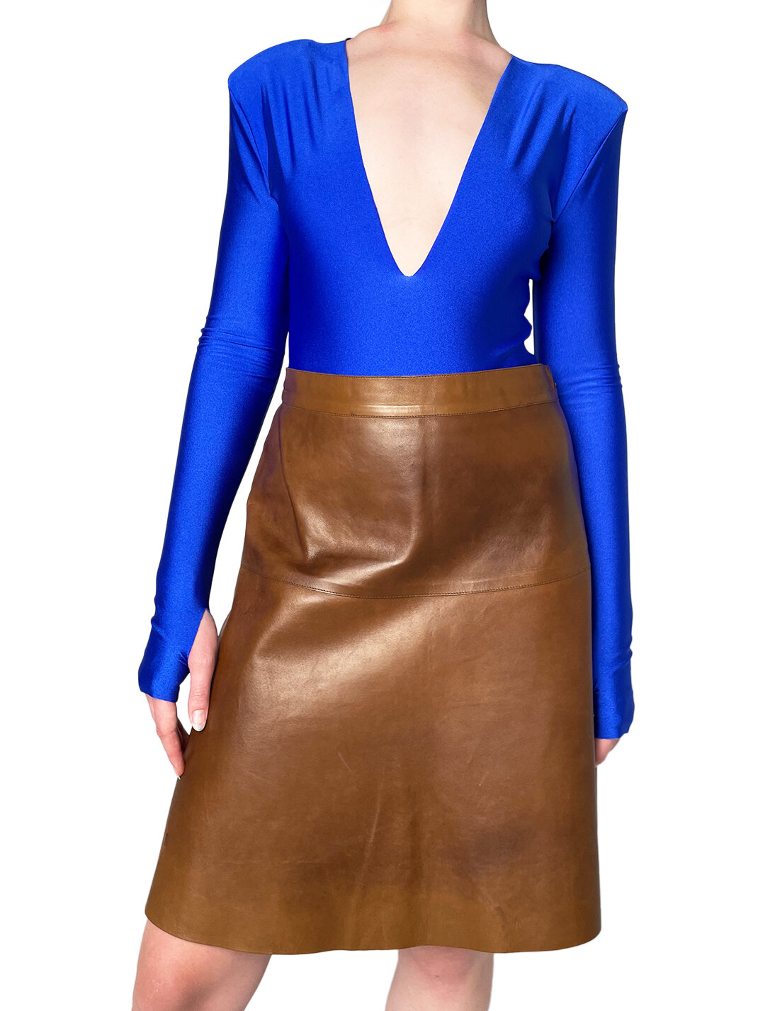 Tan Brown Leather Skirt