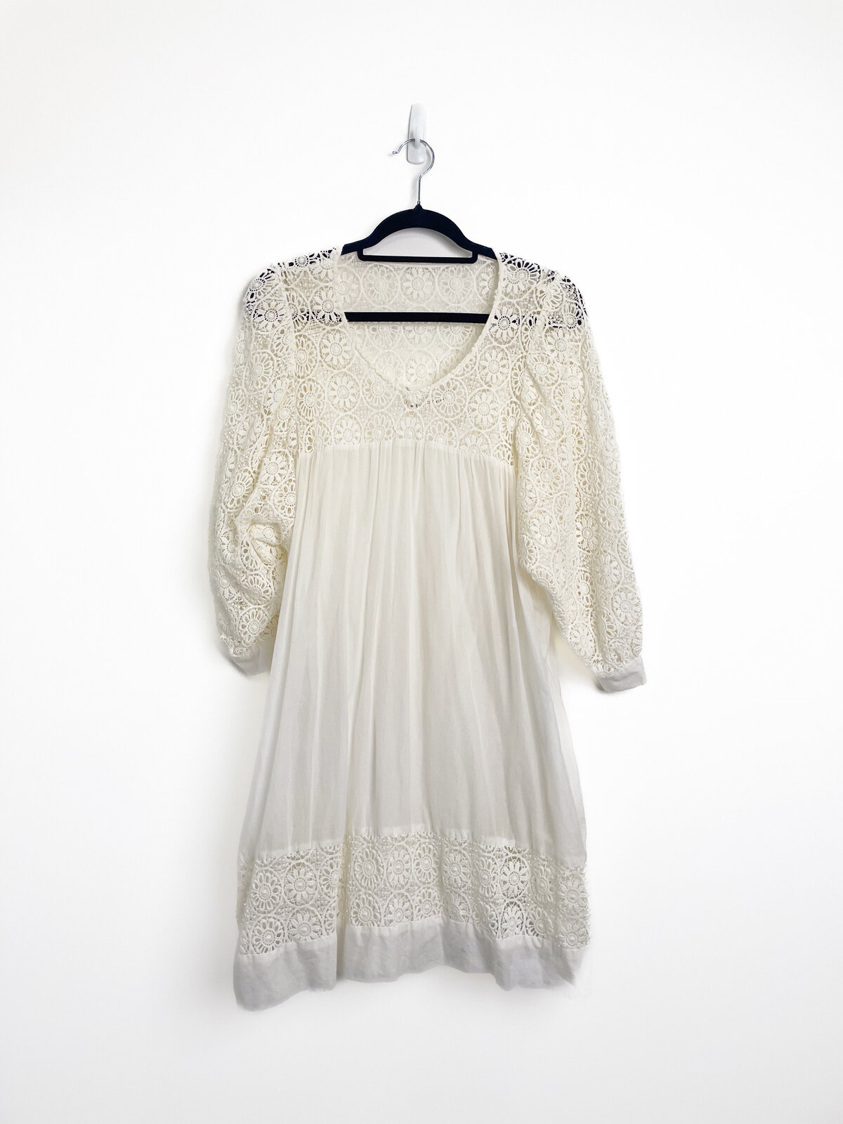 Cream Lace Trim Cotton Dress + Slip