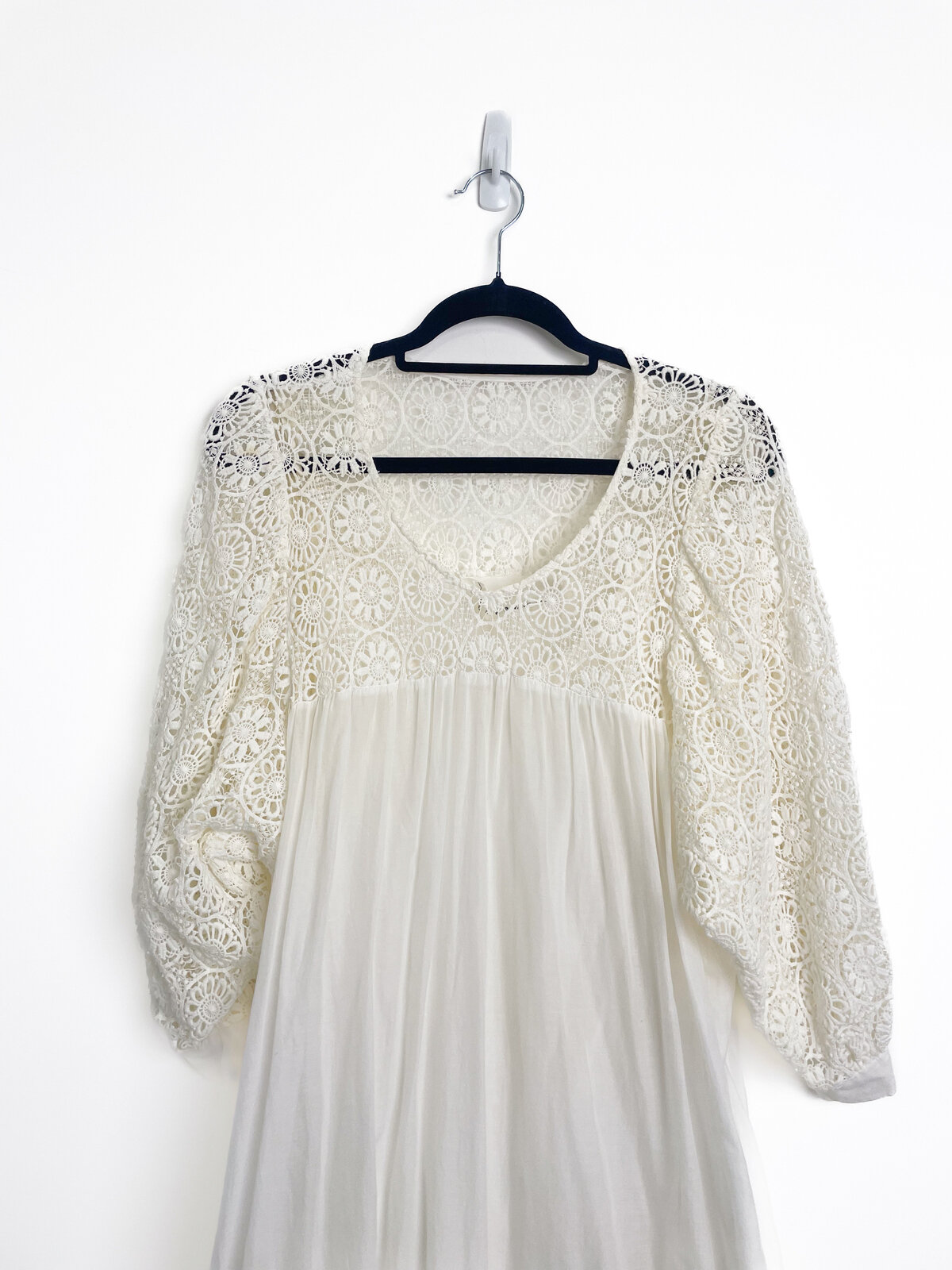 Cream Lace Trim Cotton Dress + Slip
