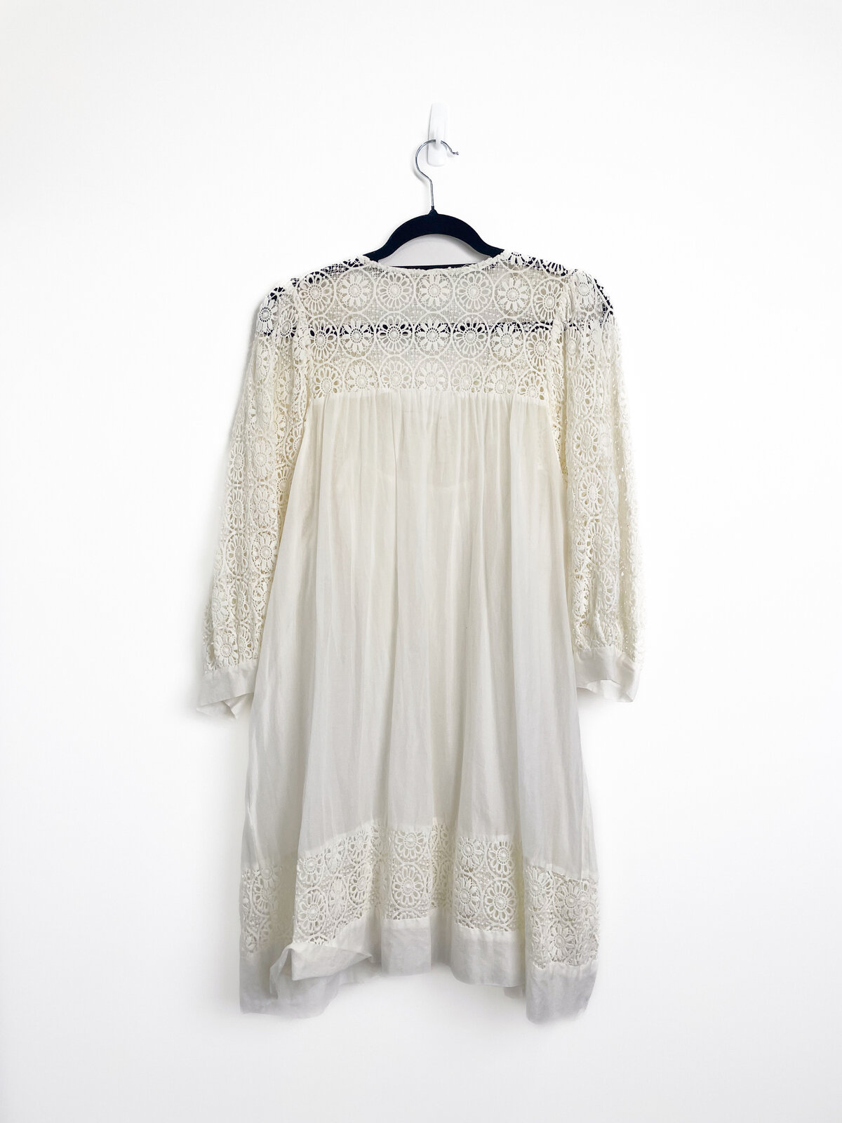 Cream Lace Trim Cotton Dress + Slip