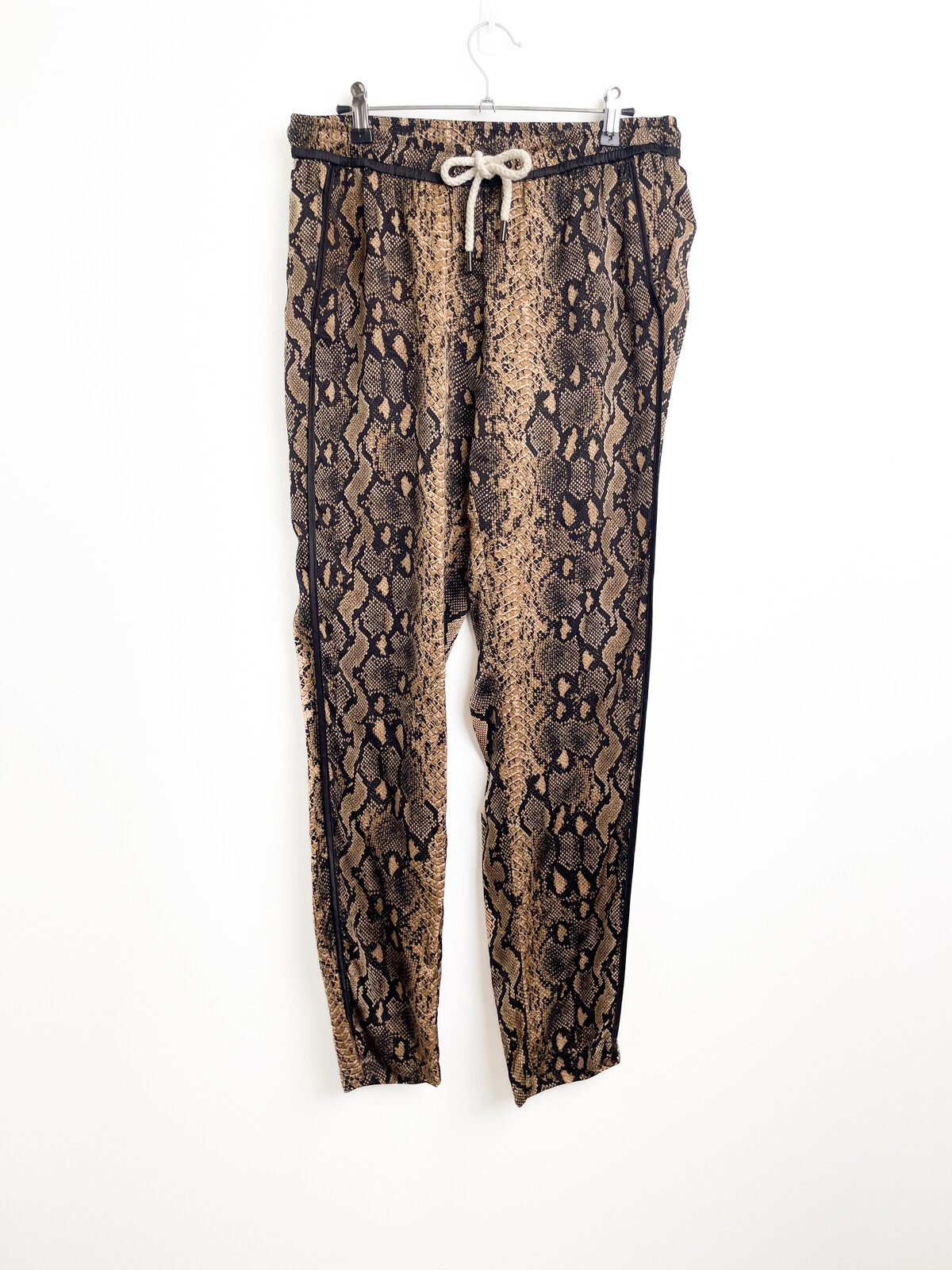 Snakeskin Print Pants With Tie Waist
