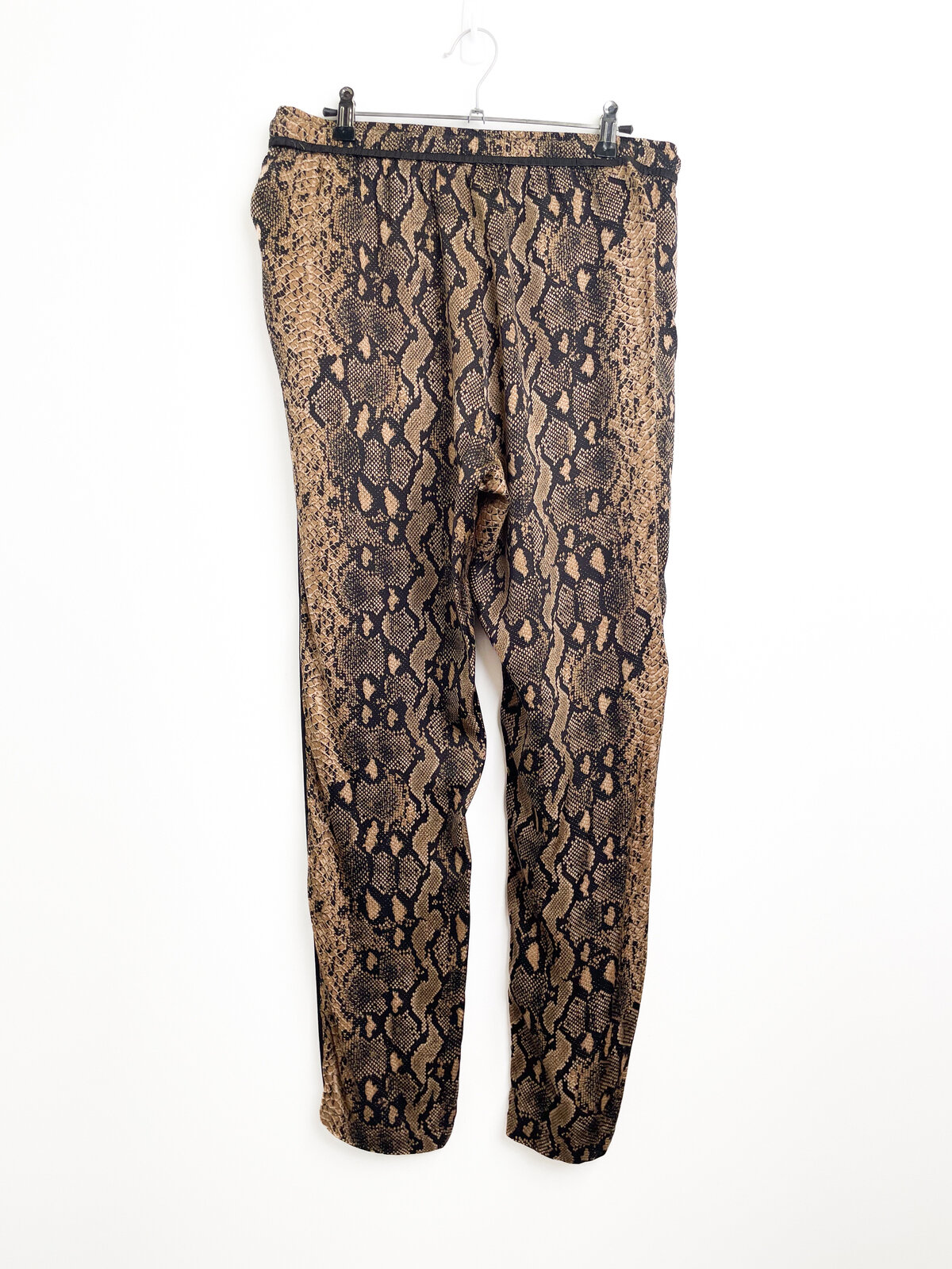 Snakeskin Print Pants With Tie Waist