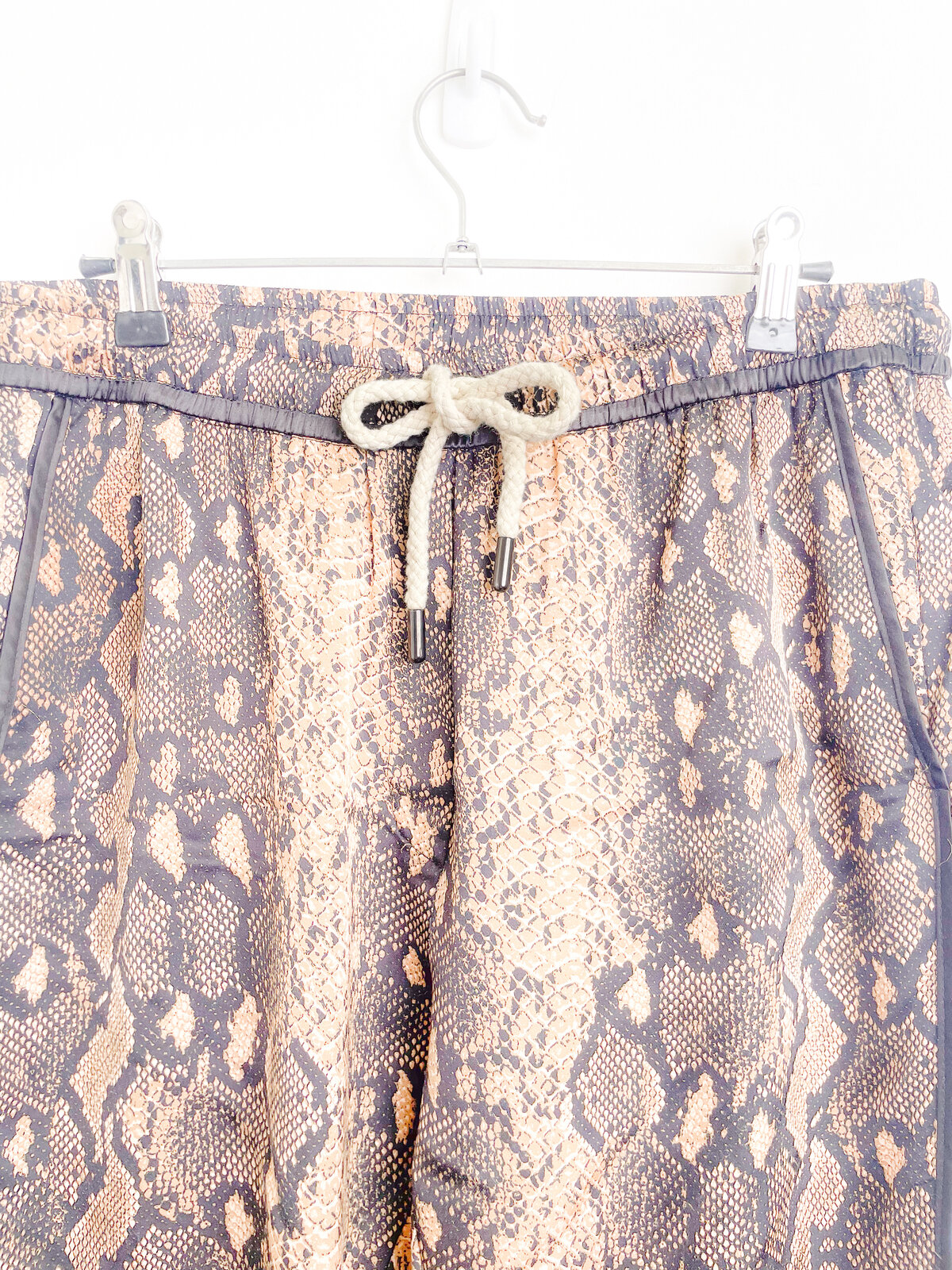 Snakeskin Print Pants With Tie Waist