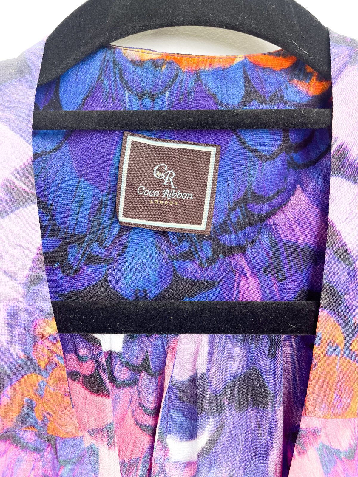 Blue, Orange & Pink Silk Batwing Silky Top
