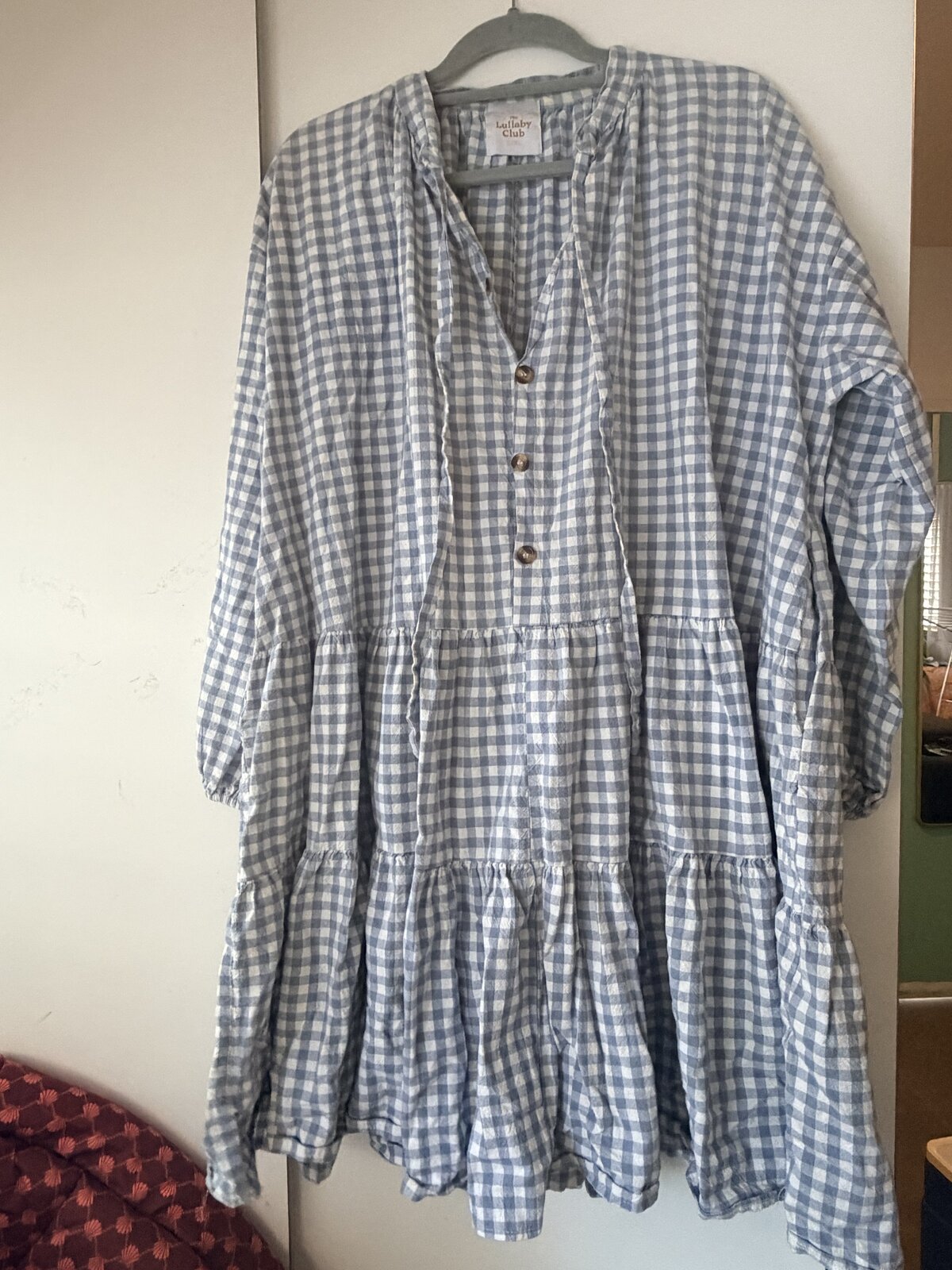 Avalon blue check long sleeve cotton dress
