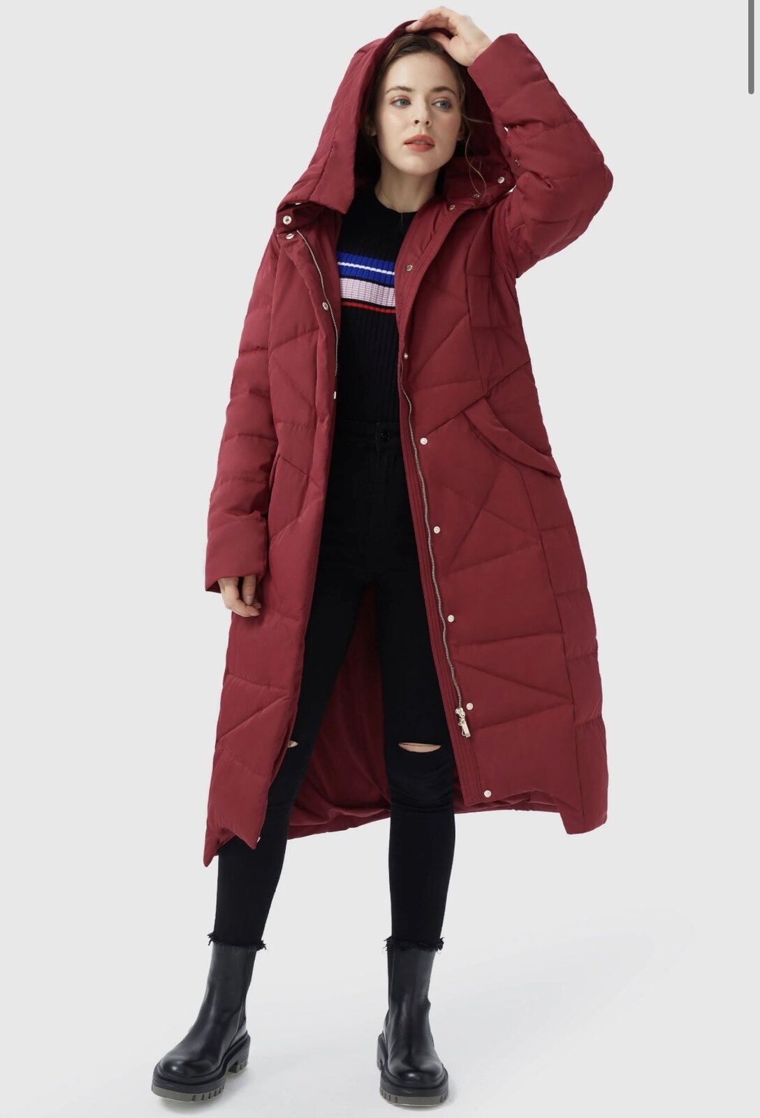 Long Maxi Down Coat with Hood