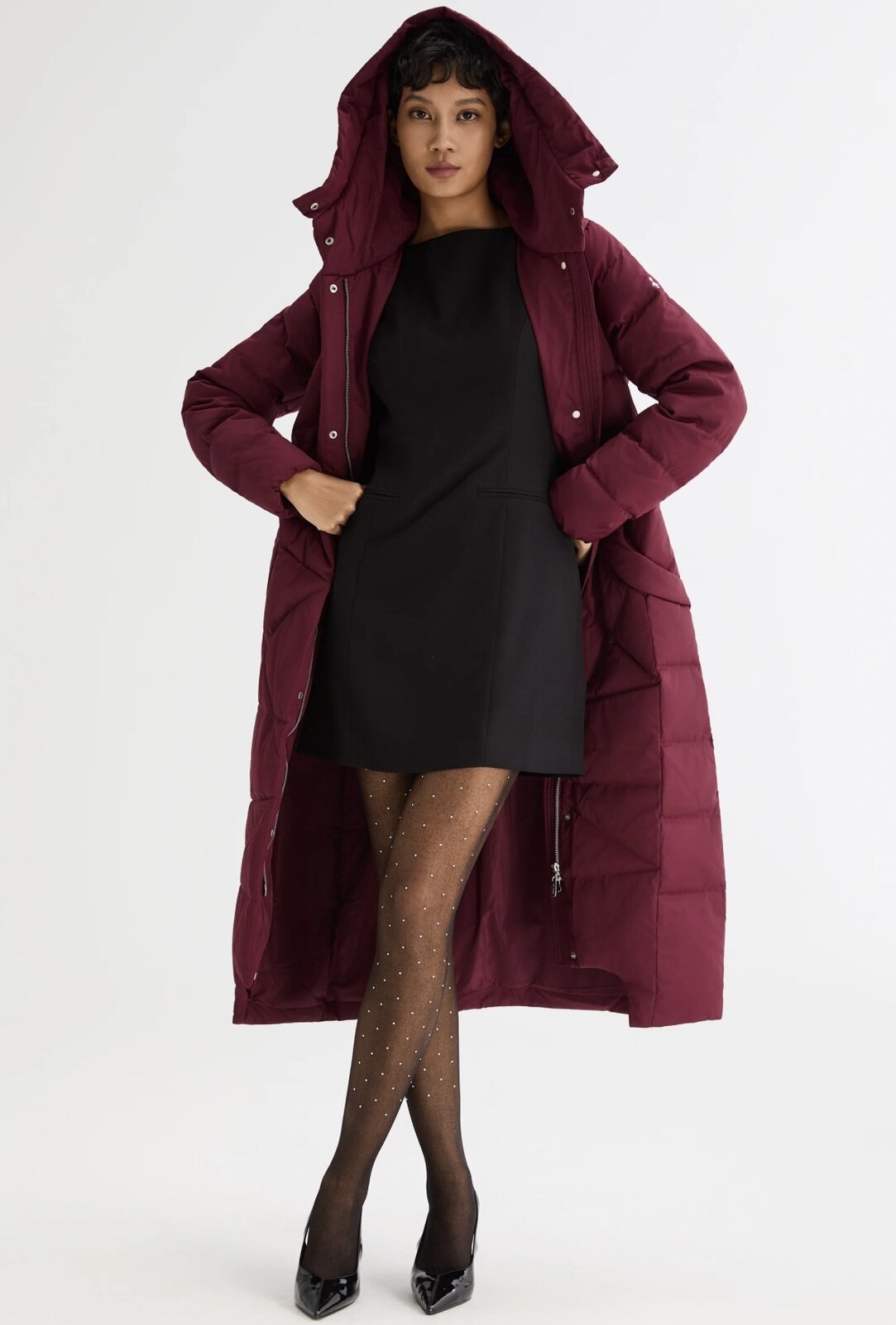 Long Maxi Down Coat with Hood