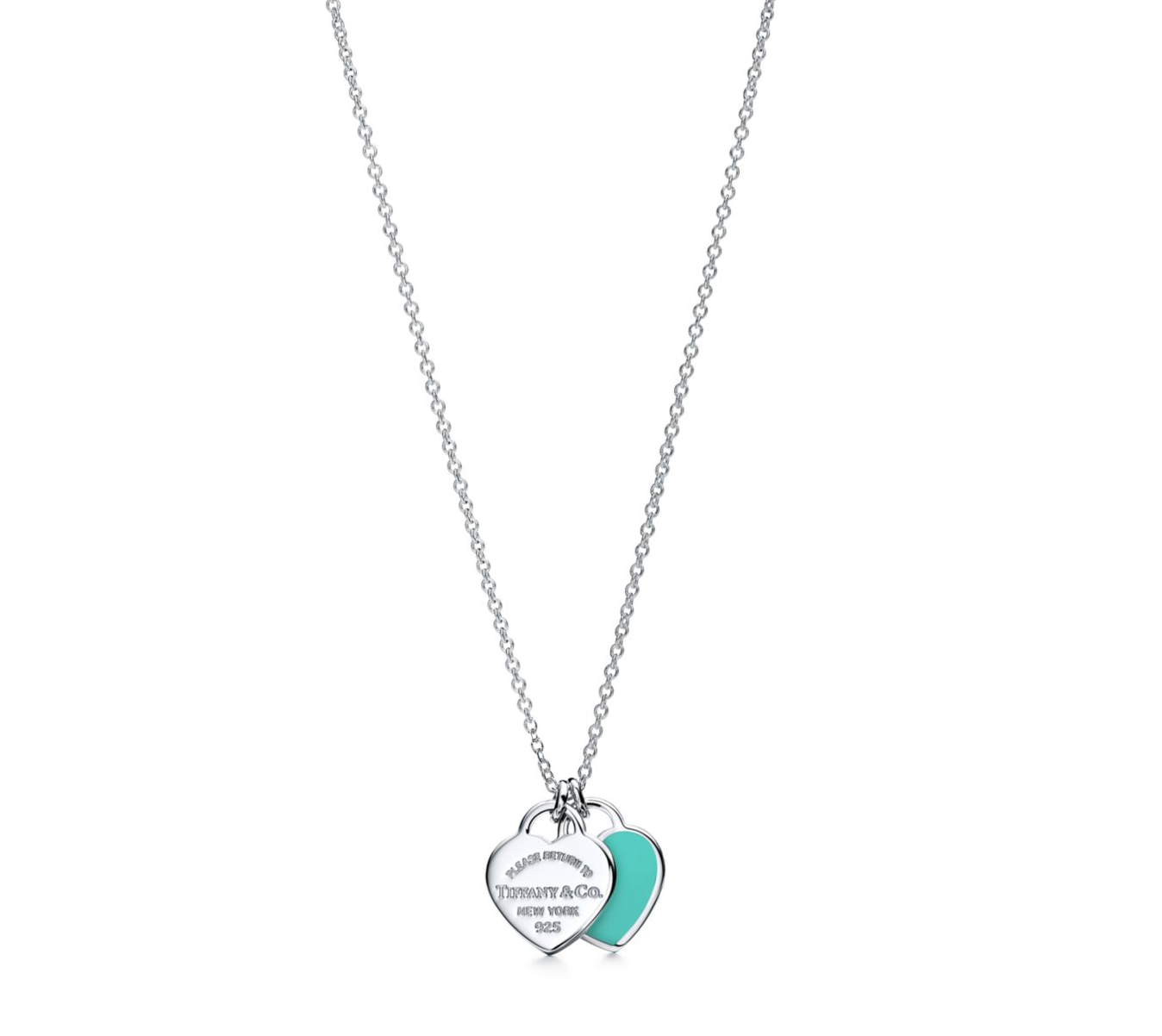 Blue Double Heart Tag Pendant