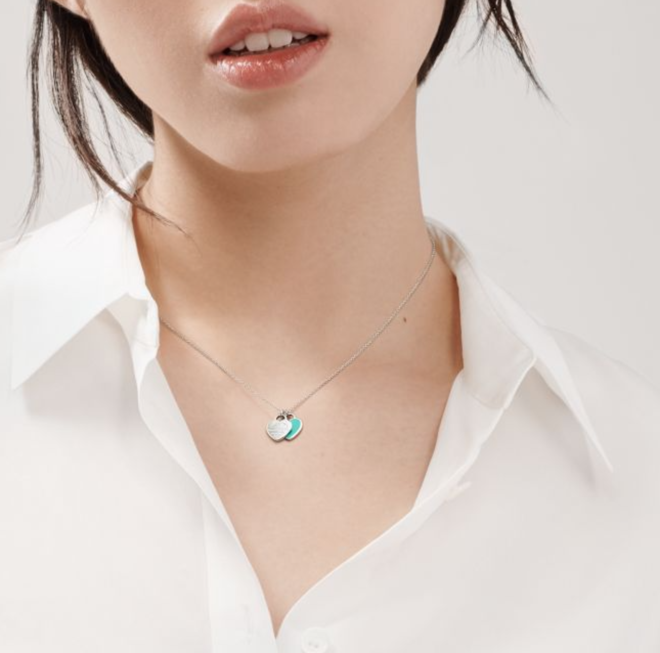 Blue Double Heart Tag Pendant