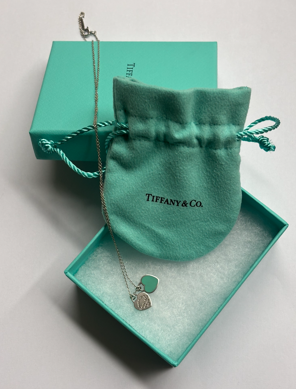 Blue Double Heart Tag Pendant
