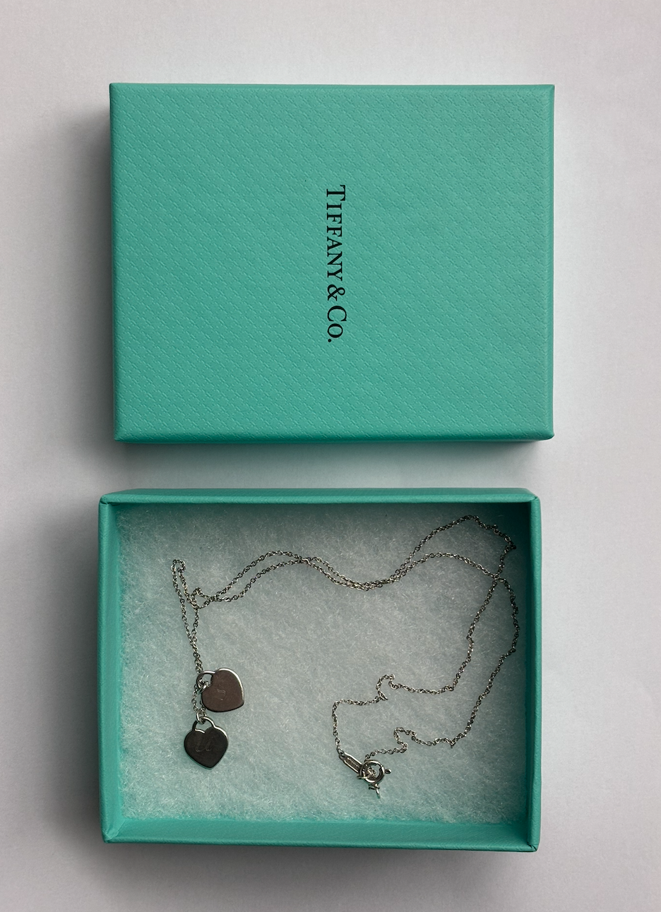 Blue Double Heart Tag Pendant