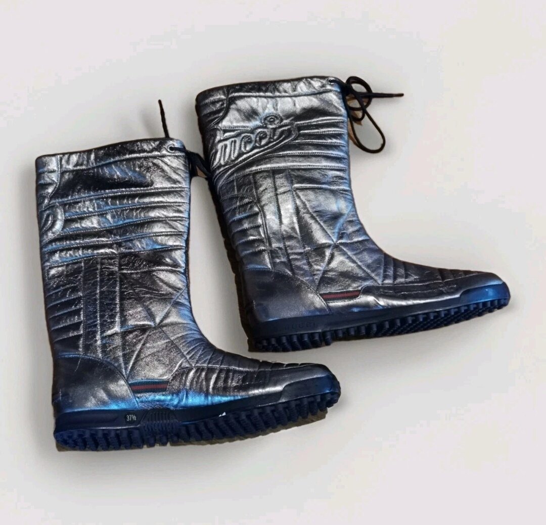BN Metallic Gold Leather Snow Boots - IT Size 37.5c - 
