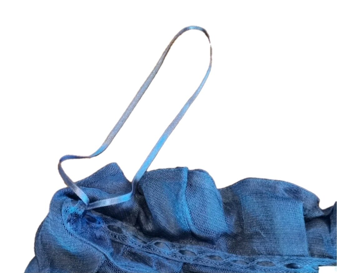 Silk Ruffle Strapless Cami Blouse Top - Sz 38 - Italy Made