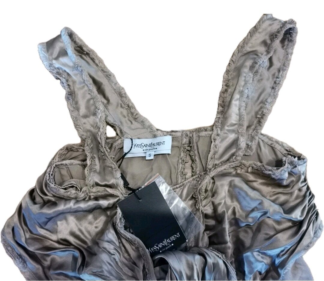 BNWT  Tie-front Frayed Trim Blouse Top - Sz S - Italy Made