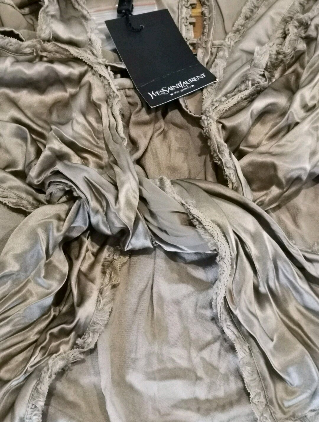 BNWT  Tie-front Frayed Trim Blouse Top - Sz S - Italy Made