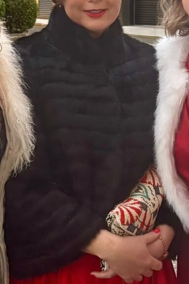 Fur jacket with 7/8 sleeves