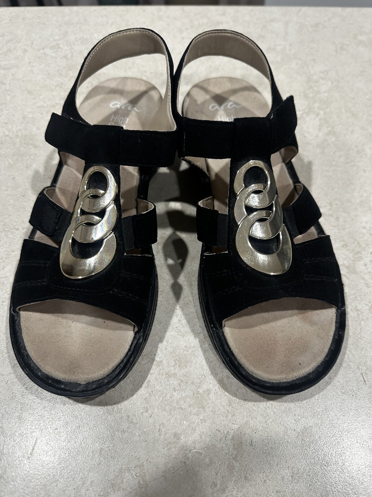ladies Osaka black suede sandals 