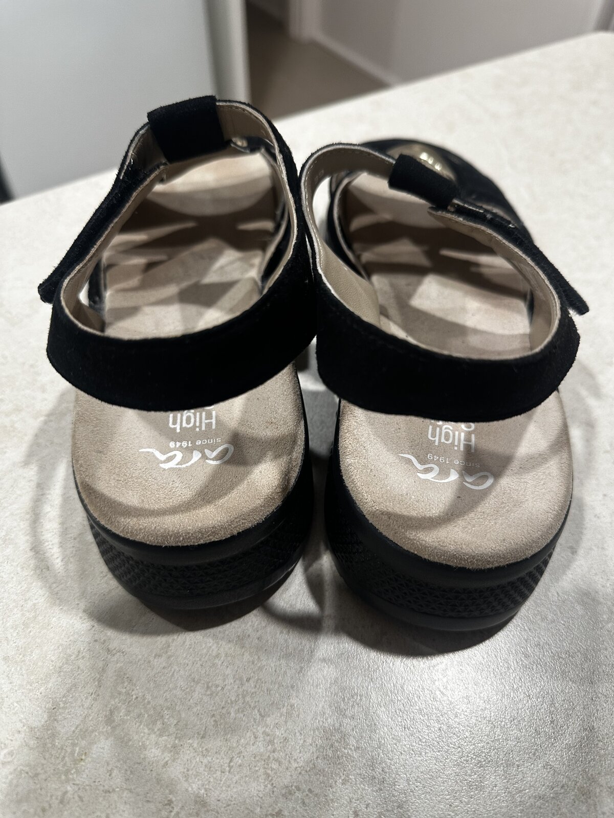ladies Osaka black suede sandals 