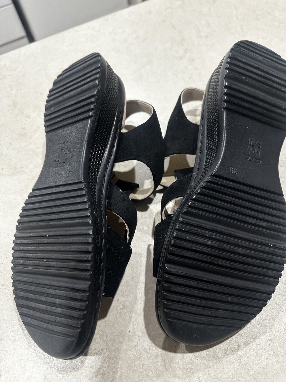 ladies Osaka black suede sandals 