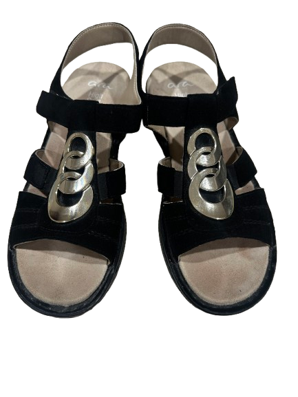 ladies Osaka black suede sandals 