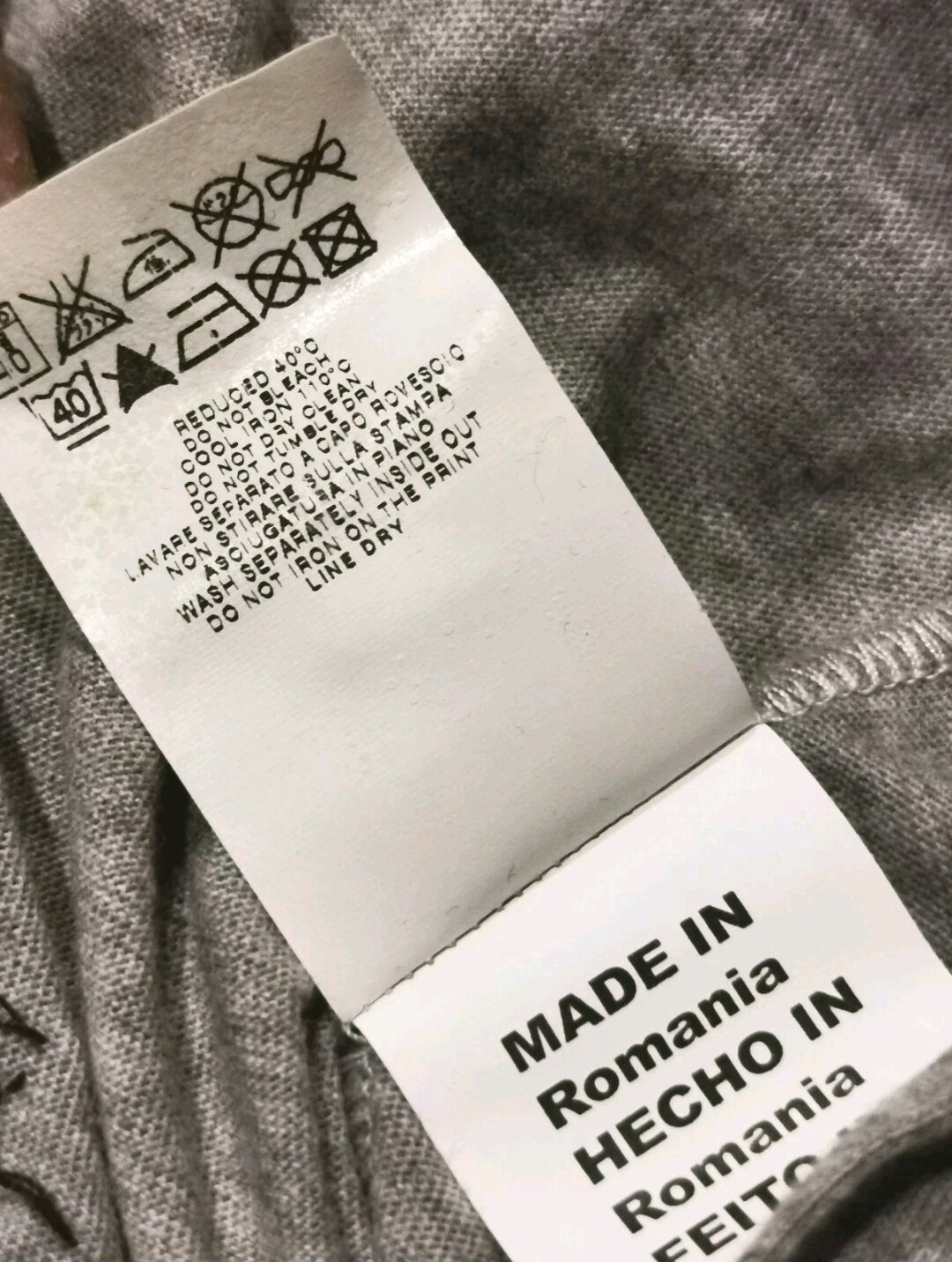 BNWT Women Grey Cotton T-shirt - Size M - Made in Romania