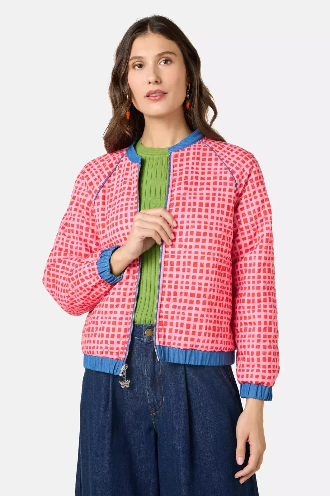 Garden Bed Denim Reversible Bomber Jacket Size 14