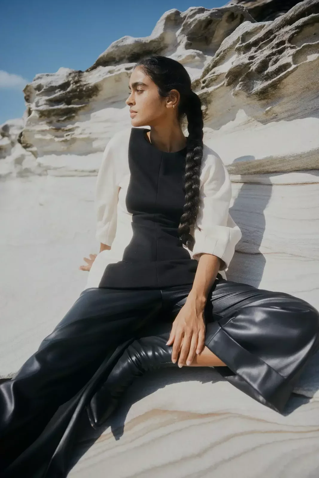 BLACK LEATHERETTE STATUS PANT