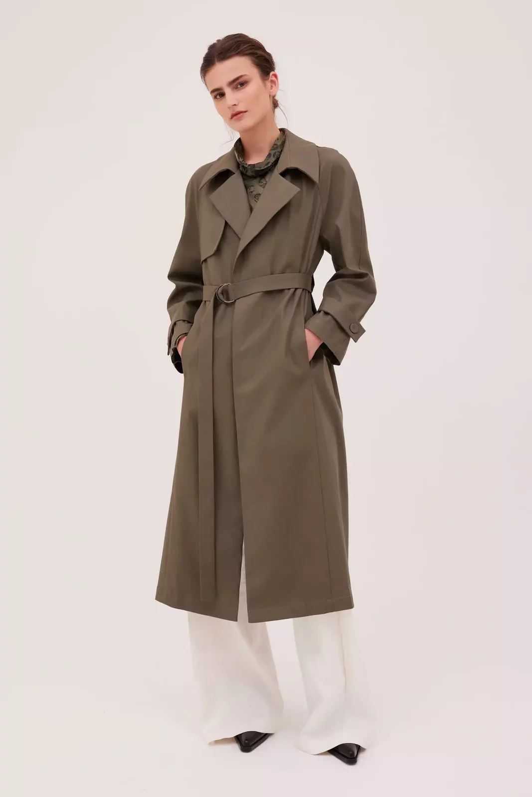 KHAKI COTTON TWILL HENRI TRENCH