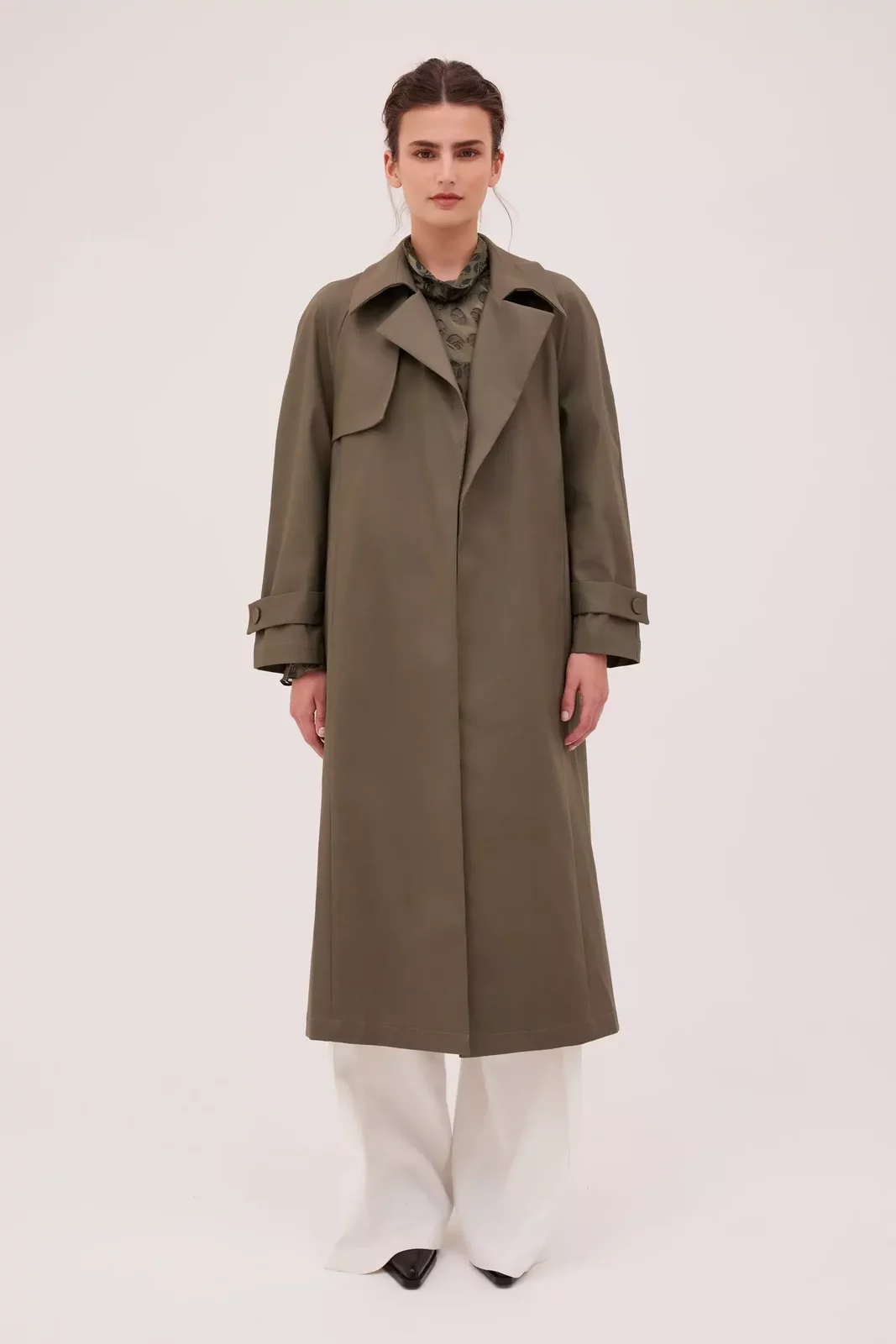 KHAKI COTTON TWILL HENRI TRENCH