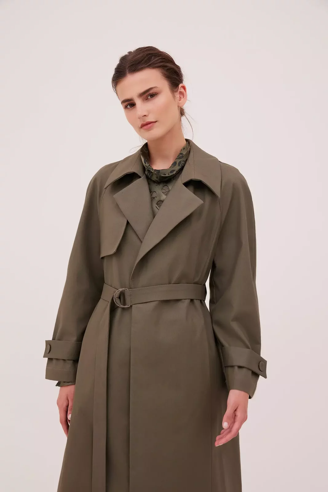 KHAKI COTTON TWILL HENRI TRENCH
