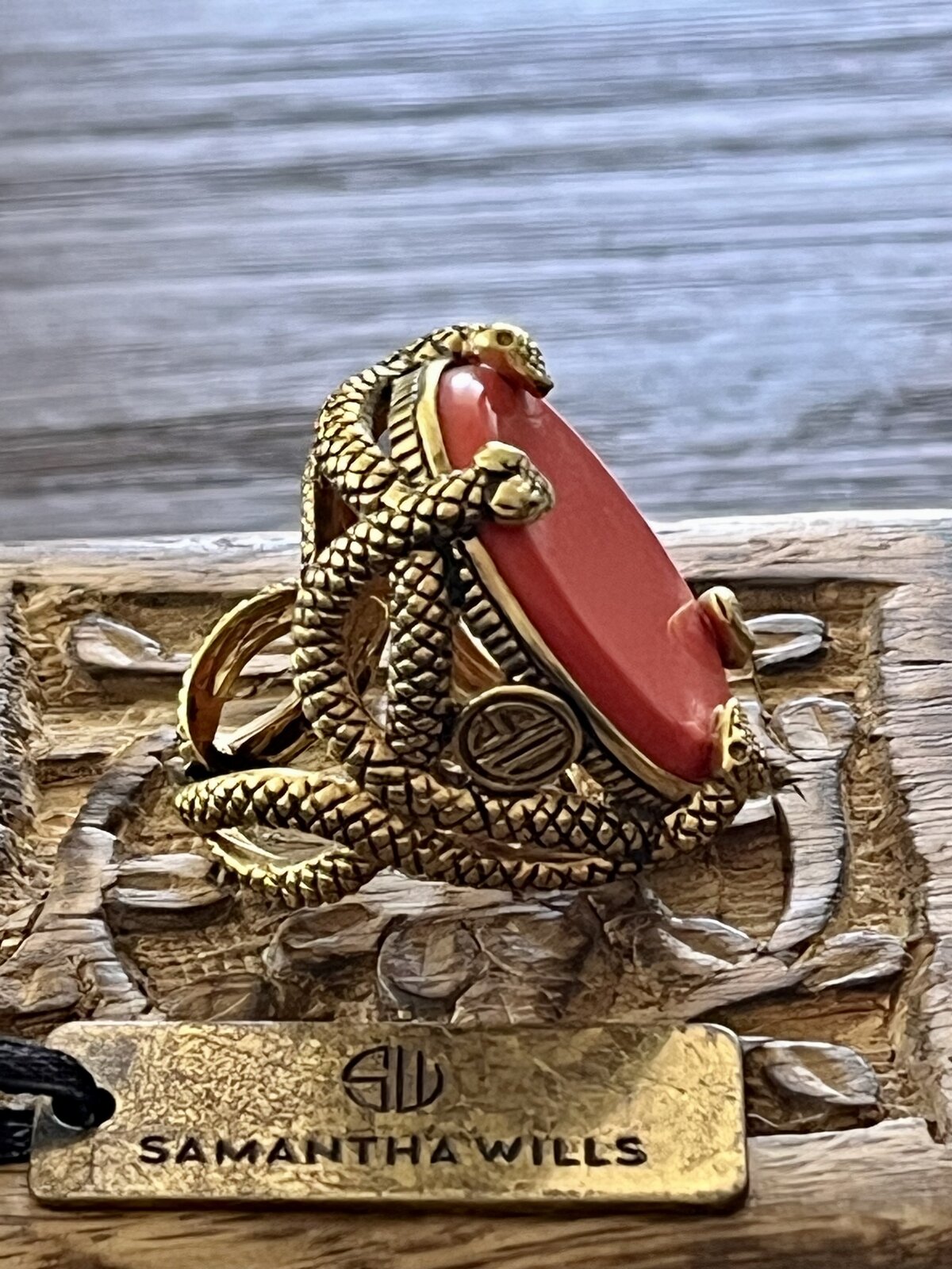 CONCORDIA RING IN GOLD WITH CORAL SIZE 7