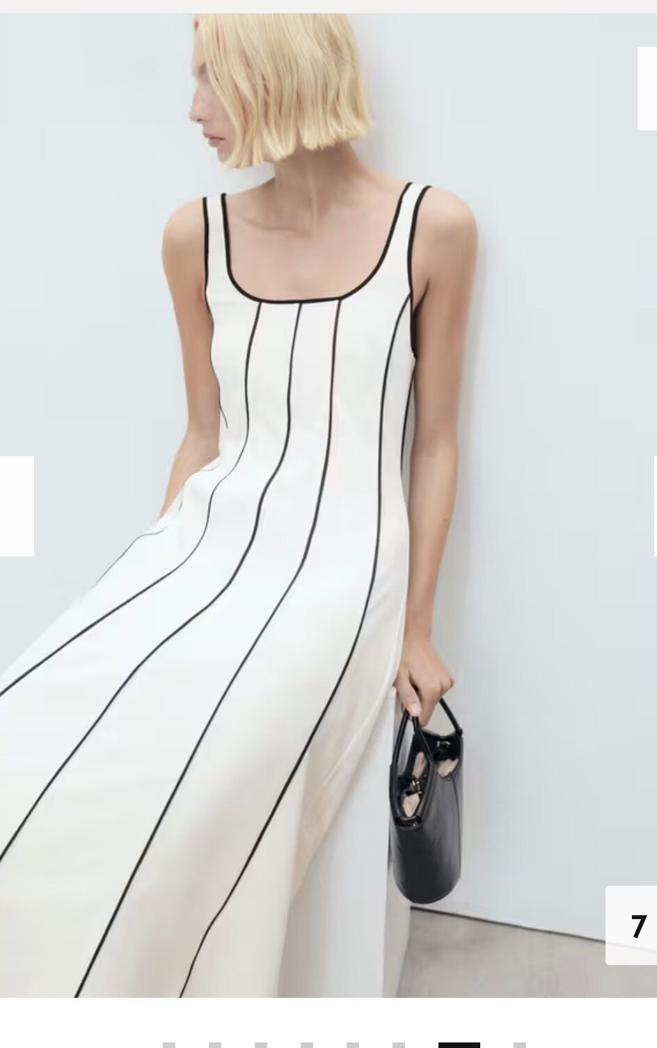 Striped Black and White Midi  Dress