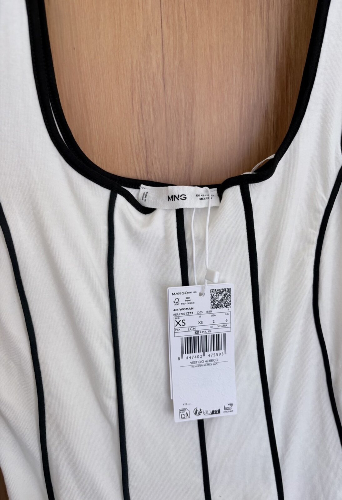 Striped Black and White Midi  Dress