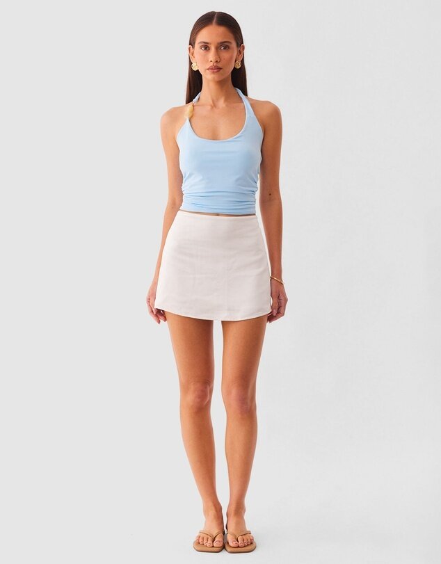 Lexie Twist Halter Tank in Baby Blue