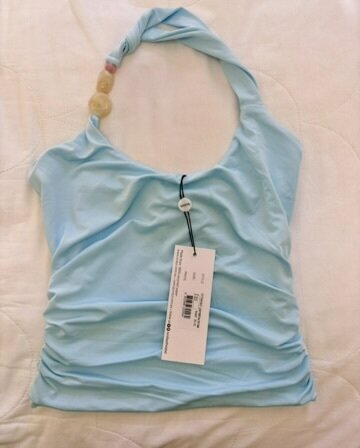Lexie Twist Halter Tank in Baby Blue
