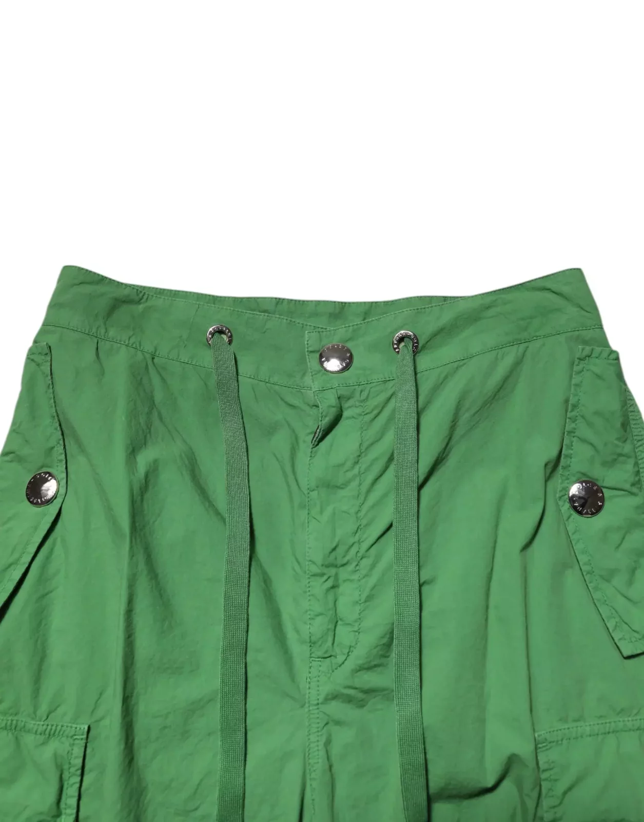 High Waist Cotton Cargo Pants - Green / IT38 | XS