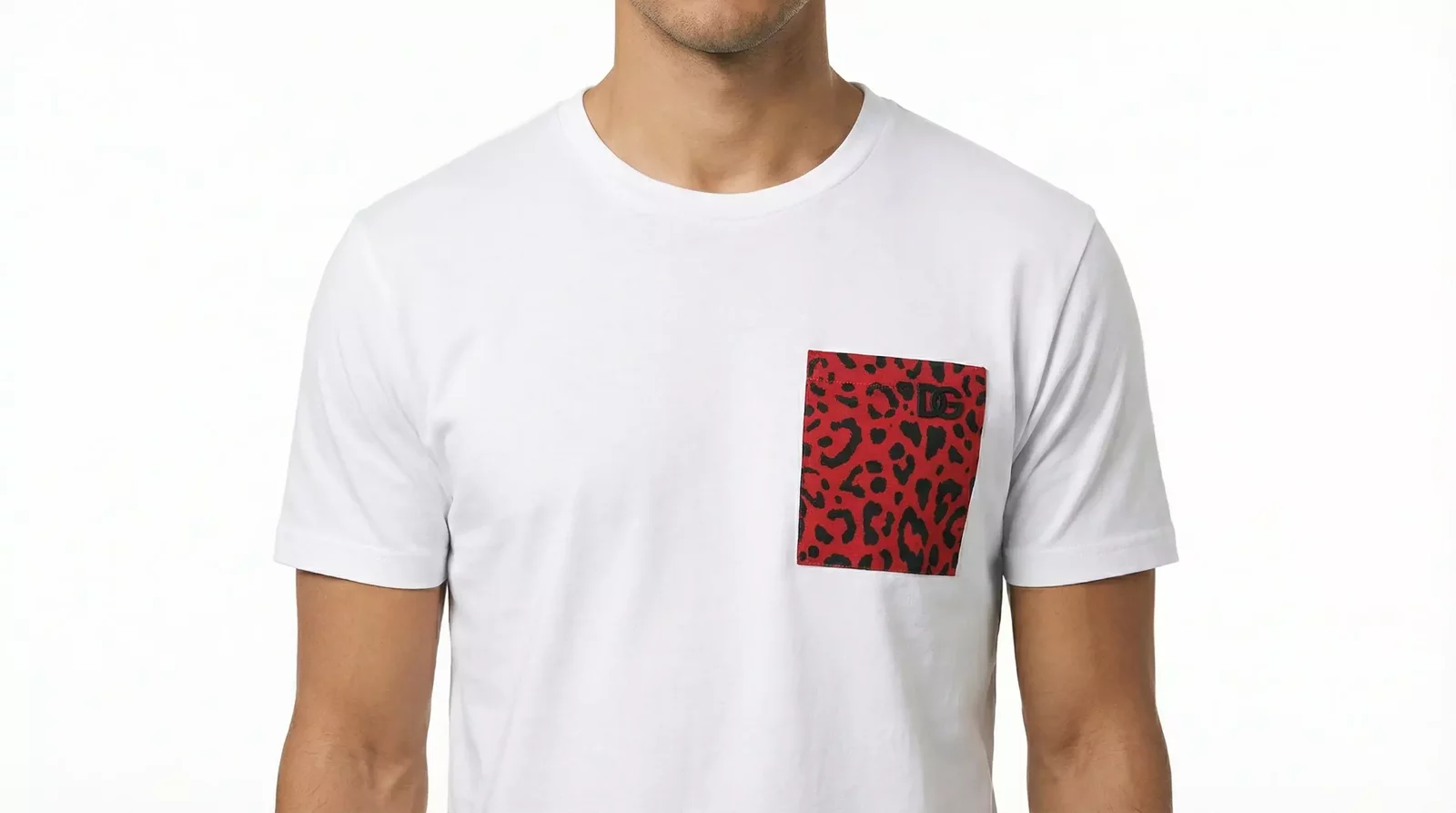 Leopard Pocket TShirt - White and Red / IT50 | L
