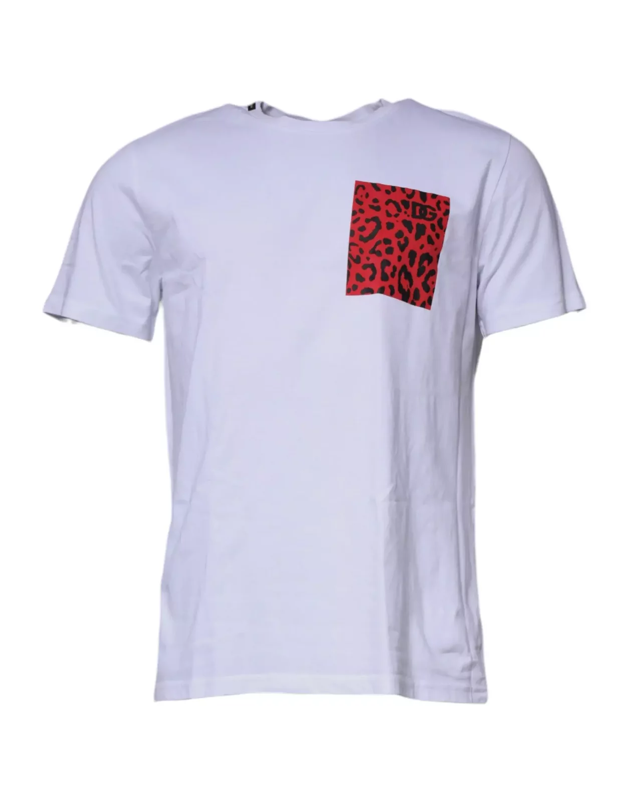 Leopard Pocket TShirt - White and Red / IT48 | M