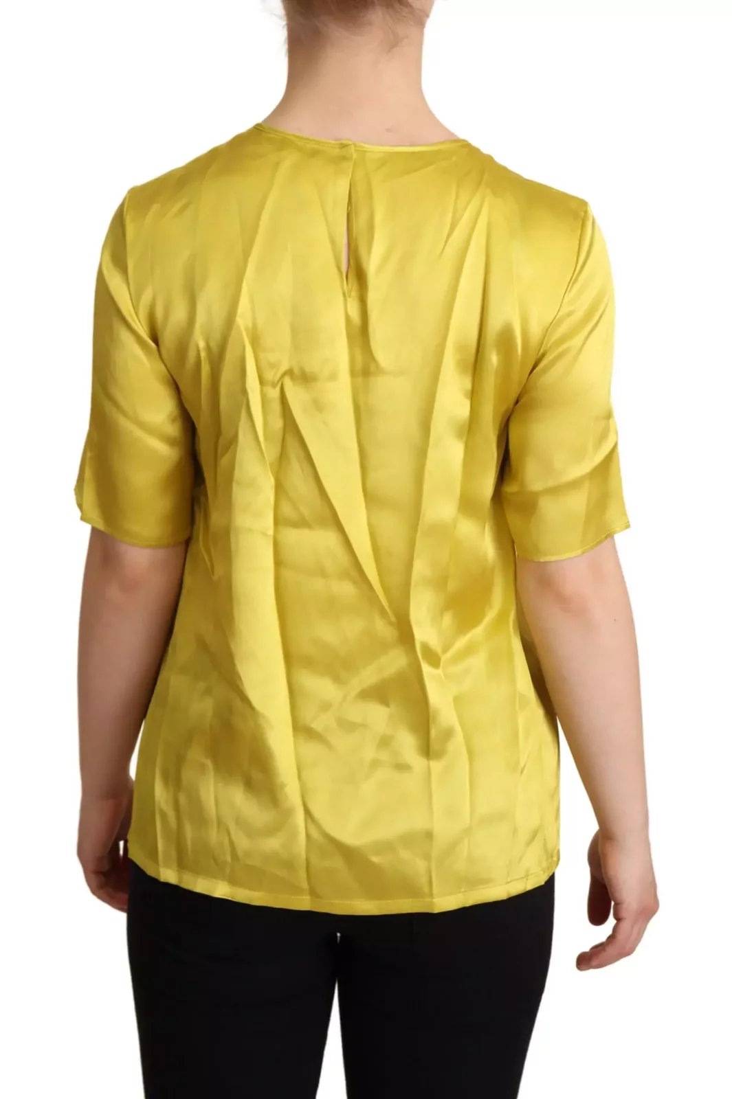 Dolce Gabbana Silk Blouse Short Sleeves - Yellow / IT42|M