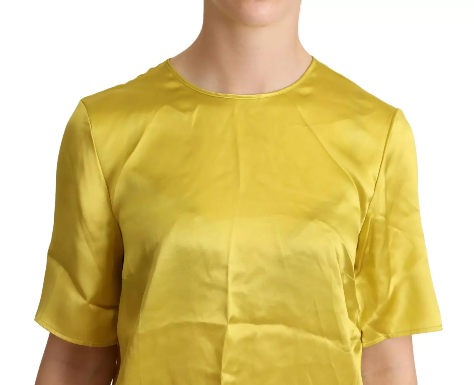 Dolce Gabbana Silk Blouse Short Sleeves - Yellow / IT42|M