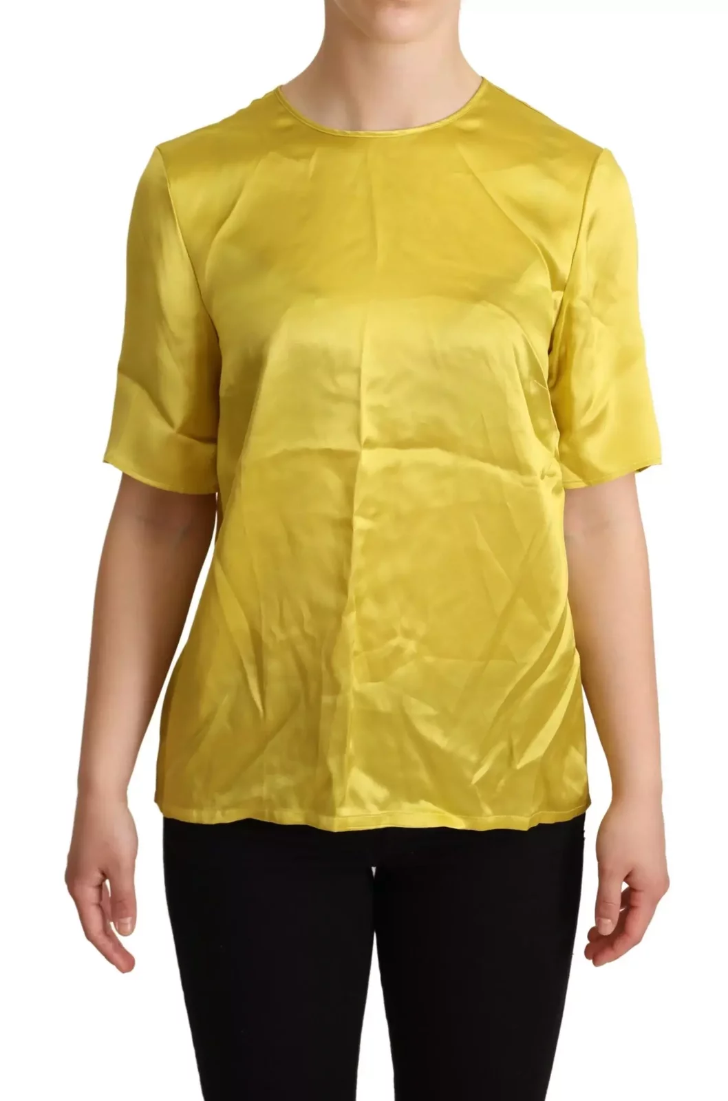 Dolce Gabbana Silk Blouse Short Sleeves - Yellow / IT38|XS